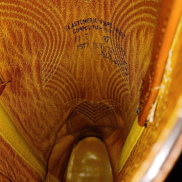 Cowboy steeltoe boots made in USA. ANSI safety code. Size 11D, light brown. - Picture 14 of 15